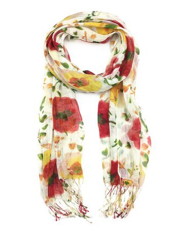 East Cloud Red & Green Floral Scarf | Zulily