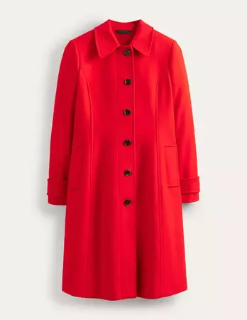 Durham Wool Collared Coat - Red | Boden UK