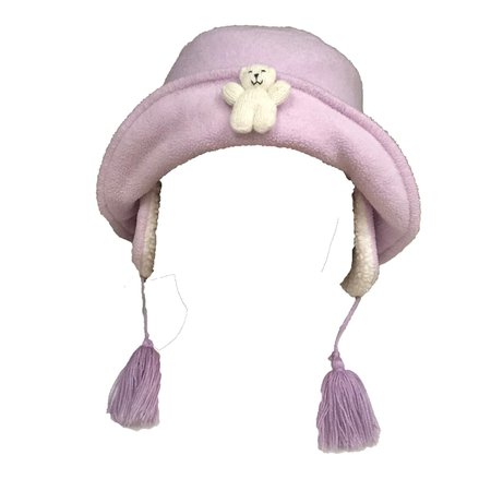 Incredibly cute kawaii lilac hat with little bear on... - Depop