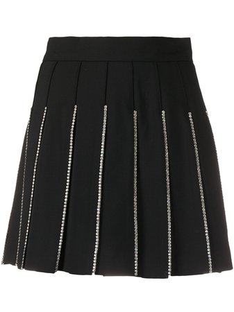 AREA crystal-embellished pleated skirt black