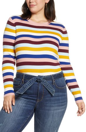 Halogen® Ribbed Crewneck Sweater (Plus Size) | Nordstrom