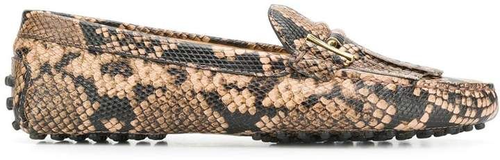 snakeskin effect loafers