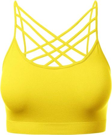 Women's Sports Bra Criss Cross Strappy Bandeau Camisoles Wireless Bralette Tops at Amazon Women’s Clothing store
