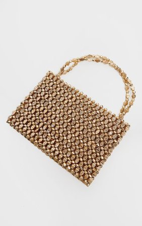 Gold Metallic Beaded Mini Bag | Accessories | PrettyLittleThing