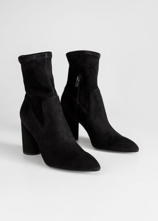 Suede Sock Boots - Black - Ankleboots - & Other Stories