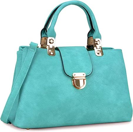 Amazon.com: Dasein Women Satchel Handbags Top Handle Purse Medium Tote Bag Vegan Leather Shoulder Bag Turquoise : Clothing, Shoes & Jewelry
