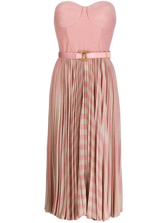 Elisabetta Franchi Strapless Pleated Dress AB18001E2 Pink | Farfetch