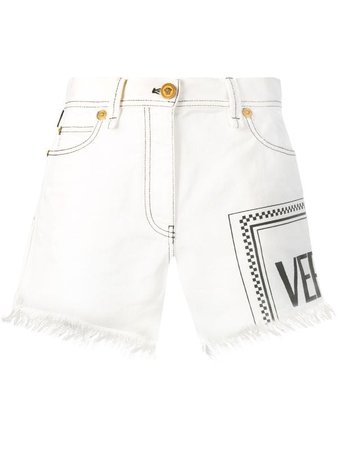 Versace logo printed denim shorts $598 - Shop SS19 Online - Fast Delivery, Price