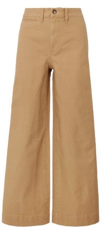 Emmett Stretch Cotton-canvas Wide-leg Pants - Sand