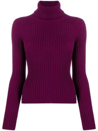 Shop Saint Laurent roll-neck ribbed-knit jumper with Express Delivery - FARFETCH
