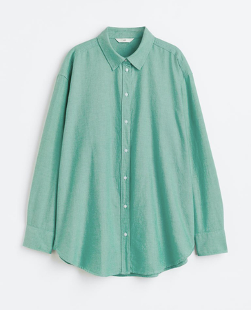 teal button up shirt collared top