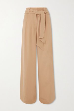 Camel + NET SUSTAIN belted crepe wide-leg pants | Mother of Pearl | NET-A-PORTER
