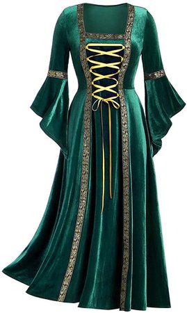 aihihe Women Medieval Renaissance Dresses Costume Gothic Cosplay Dress Vintage Medieval Floor Length Velvet Dress at Amazon Women’s Clothing store