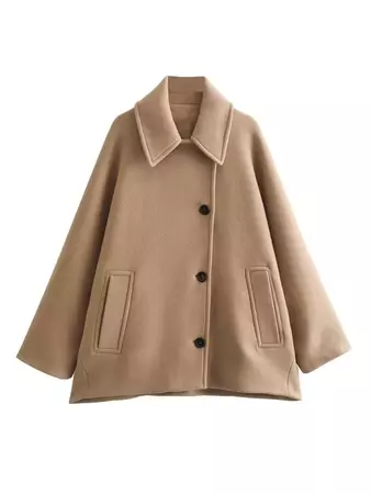 New Women's Loose Solid Color Fashionable Lapel Coat