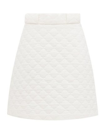 Fendi - Quilted Washed Crepe De Chine Skirt - Womens - White