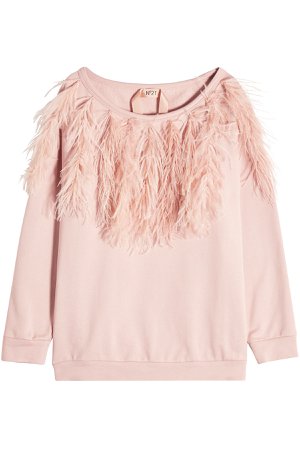 Cotton Sweatshirt with Ostrich Feathers Gr. IT 44