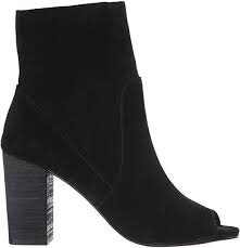 black suede peep toe boots