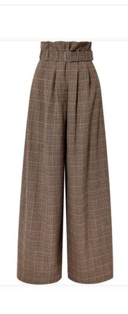 Wool Brown Checked Pants
