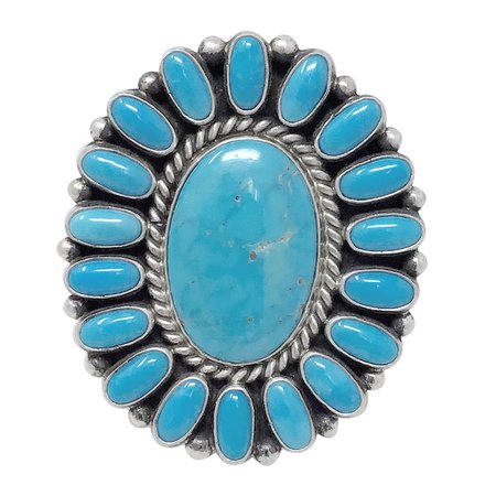 Tyler Brown Navajo Handmade Kingman Turquoise Cluster Ring