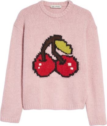 OUR LEGACY Sonar Cherry Intarsia Crewneck Virgin Wool Blend Sweater | Nordstrom