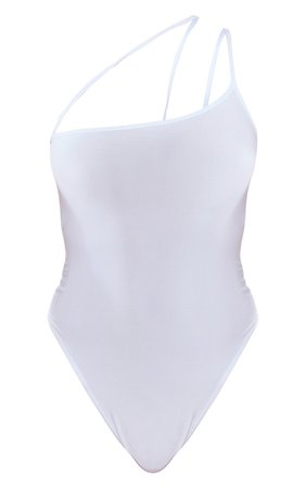 White Slinky Asymmetric Bodysuit | PrettyLittleThing USA