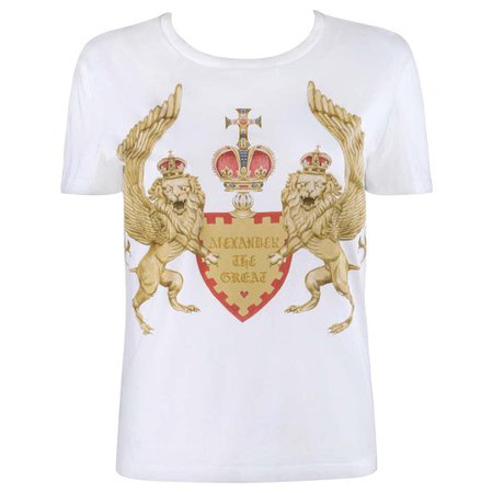 ALEXANDER McQUEEN F/W 2010 White Gold "Alexander the Great" Lion Print T-Shirt For Sale at 1stDibs