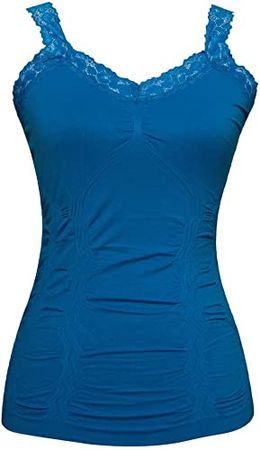 Womens Lace Trim Camisoles - Turquoise at Amazon Women’s Clothing store