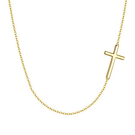 Amazon.com: EVER FAITH 925 Sterling Silver Simple Church Sideways Cross Pendant Choker Necklace for Women, Girls: Jewelry