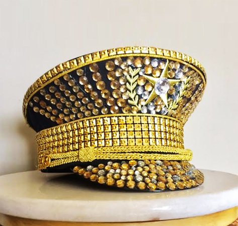 Burning Man Festival Rhinestone Diamond Costume Military Hat | Etsy