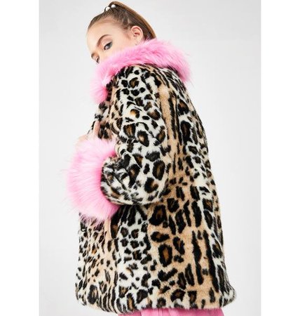Delia's Leopard Faux Fur Coat Pink | Dolls Kill
