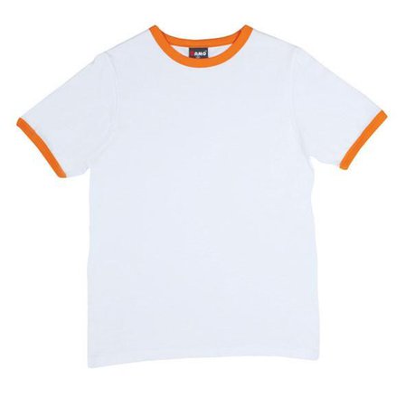 white/orange sporty ringer tee