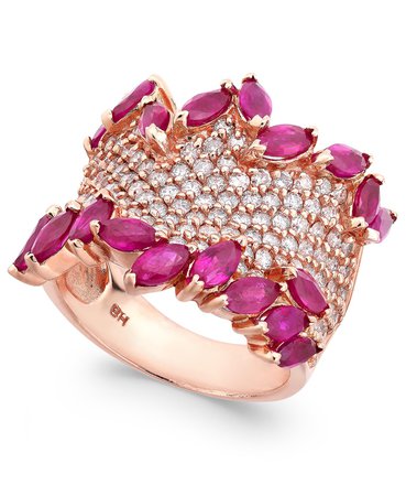 EFFY 14k Rose Gold Ruby & Diamond Ring