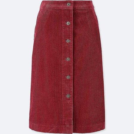 Women's Corduroy High-waist Front Button Skirt