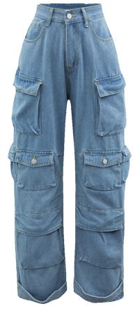 MICAS- Multi Pocket Rolled Hem Wide Leg Cargo Jeans