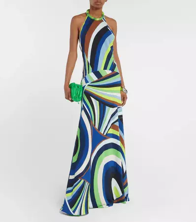 Printed Halterneck Maxi Dress in Multicoloured - Pucci | Mytheresa