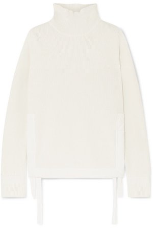 Helmut Lang | Military shell-trimmed ribbed cotton turtleneck sweater | NET-A-PORTER.COM