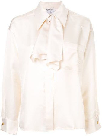 CHANEL PRE-OWNED oversized pussy bow blouse $1,807 - Shop VINTAGE Online - Fast Delivery, Price