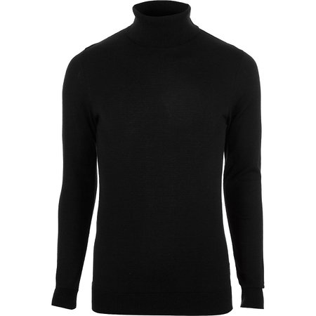 Black slim fit roll neck sweater - Sweaters - Sweaters & Cardigans - men