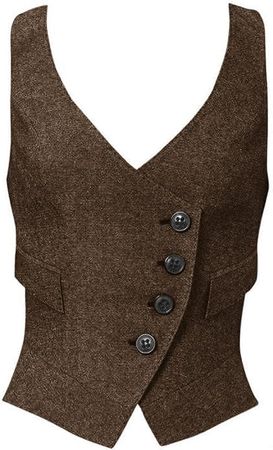 Women's Suit Vest Herringbone Tweed Work Wear Slim Fit Waistcoat Lady Sleeveless Jacket at Amazon Women's Coats Shop