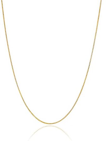 Amazon.com: 18K Gold over Sterling Silver .8mm Thin Italian Box Chain Necklace - 18": Clothing, Shoes & Jewelry