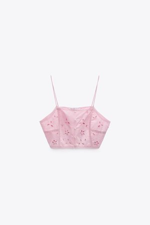 CROPPED TOP WITH OPENWORK EMBROIDERY | ZARA United States