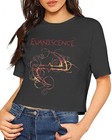 Evanescence Woman's Comfortable Sexy Belly Button T Shirt XL Black at Amazon Women’s Clothing store
