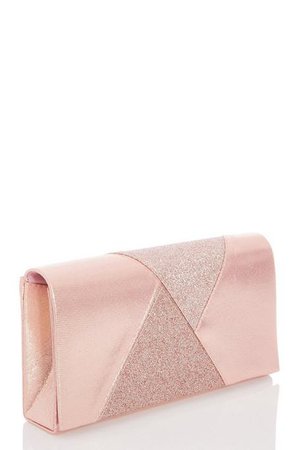 Rose Pink Glitter Shimmer Clutch Bag - Quiz Clothing