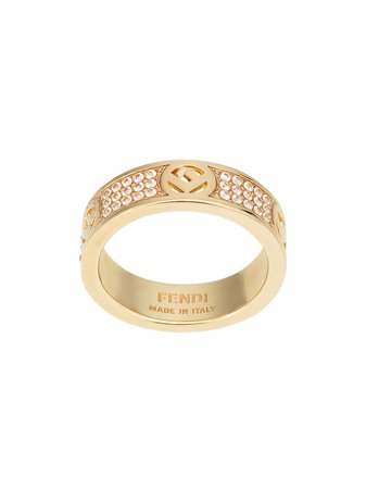 Fendi Crystal Detail Monogram Ring - Farfetch