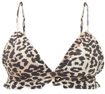 Leopard Print Ruffled Bikini Top - Womens - Leopard