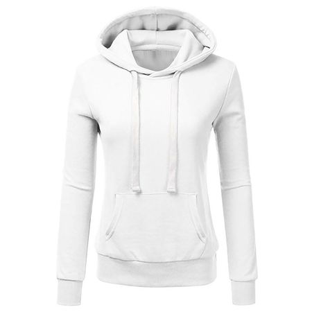 KJIUQ Women Ladies Solid Color Hooded Zipper Long Sleeve Sweatshirt Pullover Tops Shirt White XL - Walmart.com