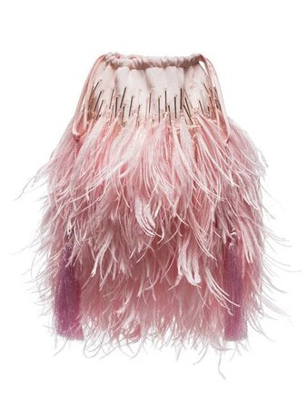 Attico Ostrich feather pouch $1,268 - Buy Online - Mobile Friendly, Fast Delivery, Price