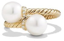 Solari Bypass Ring with Diamonds and Pearls in 18K Gold
