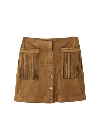 MANGO Fringed skirt