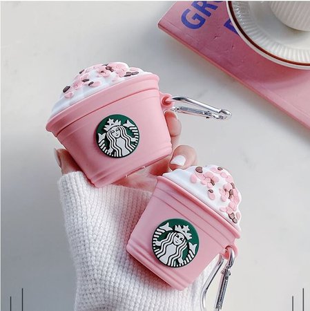 pink Starbucks AirPods case